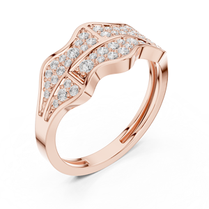 Bague de luxe pour homme en or rose 18 carats avec motif ondulé et diamants cultivés en laboratoire, moins de 1 carat, S VIRVADIYA - Product Image 2
