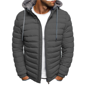 Chaqueta Acolchada con Capucha Unisex, Cortavientos, Abrigo de Invierno, Color Sólido, Cierre de Cremallera, Ropa Exterior Informal, Relleno de Poliéster, Corte Regular - Product Image 1
