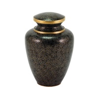 Urne funéraire en métal couleur anthracite avec filigrane floral doré fin, couvercle décoratif classique en forme d'ampoule, pour cendres commémoratives