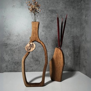 Wooden Tabletop <b>Vase</b> with Minimalist Design Dried Flowers Incense Holder-Eco-Friendly Handmade Lightweight & Durable - Product Image 2