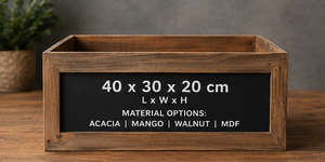 Decorative Wooden <b>Crate</b> <b>Storage</b> Box with Chalkboard Label Rustic Farmhouse Shelf Organizer for Home Kitchen - Product Image 3