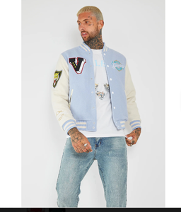 DCY Custom Breathable PU Leather Puffer <b>Jacket</b> Blanks with Custom <b>Rhinestone</b> Embroidery Unisex Sports <b>Jacket</b> - Product Image 4