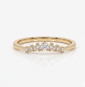 Anillo de Compromiso y Boda VBSR-99 E VS1 0.08CT para Mujer, Anillo de Boda Curvo de Oro Blanco de 14K con Diamante Cultivado en Laboratorio - Product Image 3