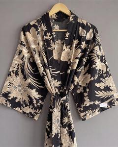 Robe longue décontractée pour femme en coton indien 100% avec imprimé tigre fait main, style kaftan, tenue d'été ethnique - Product Image 5