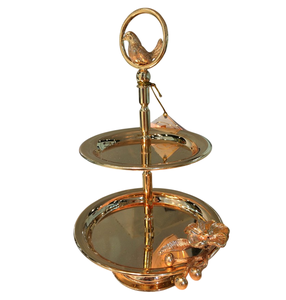 Support à gâteau à 2 niveaux en métal doré de luxe avec poignée décorative en forme de branche pour mariage et fête, décoration moderne pour la maison, prix promotionnel - Product Image 5