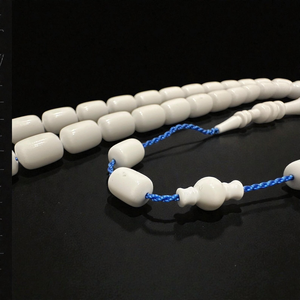 Tasbih Catalin blanc, perles de prière taillées en capsule, pompon, chapelet islamique, cadeau pour homme - Product Image 4