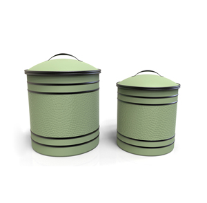 Retro Metal Food <b>Storage</b> <b>Containers</b> Cylinder Shape Airtight Lids Kitchen Freshness Preservation <b>Stackable</b> Design - Product Image 1