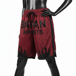 Short de basket-ball pour femmes, léger, en tissu polyester mesh, 145 GSM, coupe athlétique, empiècements latéraux, logo personnalisé. - Product Image 4