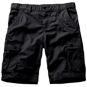 Shorts cargo noirs pour hommes, taille mi-haute, respirants, imperméables, en tissu satiné écologique, style décontracté, plusieurs poches, fermeture boutonnée - Product Image 3