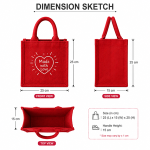 Mini sac fourre-tout rouge avec motif cœur, sac cadeau écologique - Product Image 4