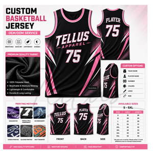 Maillots de basketball personnalisés en polyester respirant à séchage rapide, sans manches, en maille, avec impression par transfert thermique, grandes tailles, dernière collection, vente flash - Product Image 6