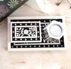 Encens en bois artisanal de haute qualité avec plateau en résine incrusté de nacre, motif floral, décoration d'intérieur, artisanat, exportation mondiale - Product Image 3