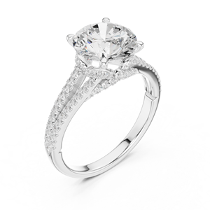 Bague de fiançailles en or rose avec diamant rond brillant et diamants latéraux, style classique, certifiée GIA, bijoux pour femmes - Product Image 2