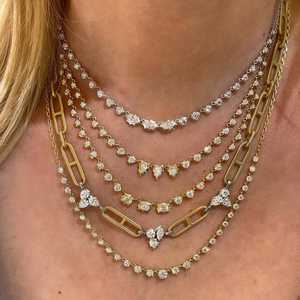 Men's Marquise Lab Grown Diamond <b>Tennis</b> <b>Necklace</b> 14K 18K Solid <b>Gold</b> Adjustable 18inches 1.98 Carat VS+ Clarity IGI Certified - Product Image 6