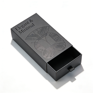 Caja de Regalo de Cartón Rígido Negro Pequeña, Personalizada, Ecológica, Simplificada, con Asa, para Joyería y Recuerdos - Product Image 1