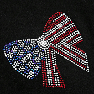 T-shirt graphique noir à nœud en strass pour femme, col rond, manches courtes, coupe classique, tissu personnalisé écologique, séchage rapide, respirant - Product Image 4