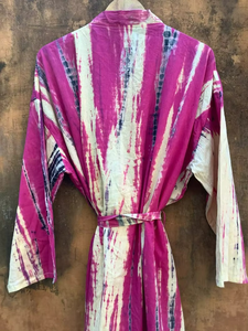 Vestido Kimono Cruzado de Rayón con Estampado Tie-Dye Vintage para Mujer, Diseño Sólido, Tejido con Cintura Natural, Ideal para la Playa - Product Image 4