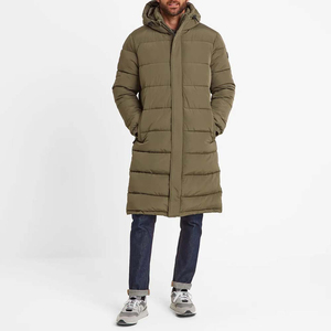 Men's Long Down Jacket Parka Hooded Waterproof Breathable Polyester-Filled Long Sleeve Warm Windproof Pocket Crack Long Rope - Product Image 1