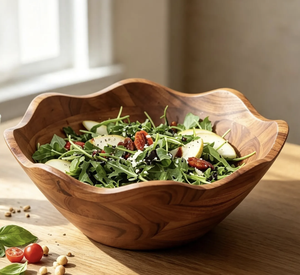 Bol à salade en bois fait main, design minimaliste pour usage domestique, bols artisanaux en bois non traité - Product Image 4