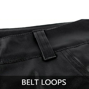 Men's <b>High</b> <b>Waist</b> <b>Black</b> PU <b>Leather</b> <b>Shorts</b> With Pockets Button Fly Casual Style <b>Short</b> Pants - Product Image 3