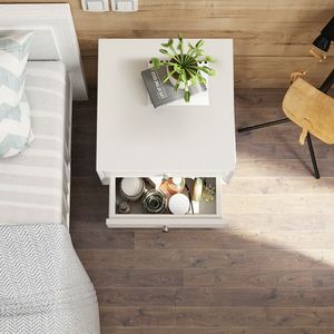 Table d'appoint en bois de style Mid-Century avec 2 tiroirs de rangement, table de chevet multifonctionnelle - Product Image 3