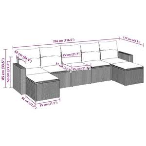 Ensemble de canapés de jardin en rotin PE brun, coussins imperméables, design contemporain - Product Image 3