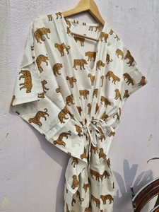 Women Animal Print Cotton <b>Kimono</b> Robe Loose Fit <b>Beach</b> Cover Up Lightweight Summer <b>Kimono</b> Cardigan Lounge Wear - Product Image 5