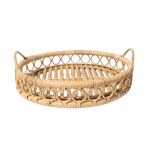 Plateau en rotin de qualité supérieure, planche de service en bois tressée artisanale pour la décoration d'ottoman, élégant, écologique, rangement, articles ménagers - Product Image 1