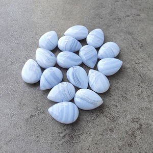 Agate bleue véritable, cabochon en forme de goutte d'eau, poli, pierre précieuse en vrac - Product Image 1