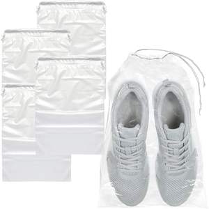 Sacs à chaussures transparents avec cordon de serrage 10'' x 14'' – Lot de 50 sacs de rangement de voyage en plastique imperméable de 2 mil - Product Image 1