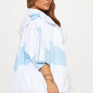 Wholesale Custom Plus Size Women Windbreaker Two Piece Shorts With Top Quick Dry Color Block Activewear OEM ODM - Product Image 6