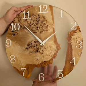 Handmade Wood Resin Wall <b>Clock</b> Large Modern Decor <b>Silent</b> Minimalist Unique Gift Living Room Kitchen Office Art - Product Image 1