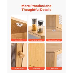 Contenitore per Pane in Bambù a Doppio Strato di Grande Capacità, Portapane da Cucina in Stile Rustico - Product Image 6