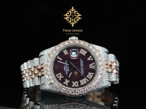 นาฬิกาข้อมือ Pahal Jewels Luxury Unisex ประดับเพชร ขนาด 40 มม. ตัวเรือนสแตนเลส กระจกแซฟไฟร์ แสดงวันที่ ระบบจักรกล - Product Image 1