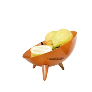 ชามผลไม้โลหะดีไซน์วินเทจ,ชามเสิร์ฟผักและแอปเปิ้ลสีกลางโต๊ะสีส้มสำหรับห้องนั่งเล่นในบ้าน - Product Image 1