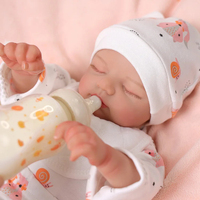 Poupée réaliste reborn Babeside Peach de 17 pouces, fille endormie comme un ange en pyjama blanc, poupée de mode, mini jouet en peluche