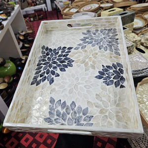 ถาดฝังมุกทำมือจาก PERFECT ENTERPRISES |   ถาดเสิร์ฟโมเสคเปลือกหอยหลากสี - Product Image 5