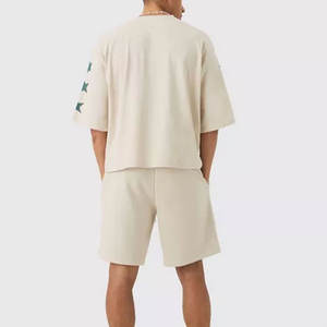 Ensemble décontracté homme été respirant grande taille chemise à manches courtes unie et short léger avec cordon de serrage avant et poches cargo - Product Image 5