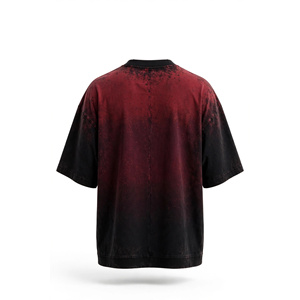 T-shirt pour homme à manches raglan surdimensionnées 100% coton - Bordeaux vin, noir, dégradé ombré, 220g - Product Image 2