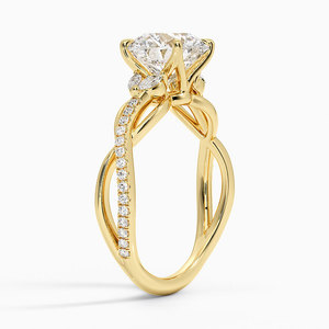 แหวนหมั้นแบบวงแหวนประดับเพชรโมอิสซาไนต์ ชุบทอง 14K เงินแท้ 925 ทรงกลมเจียระไนแบบบริลเลียนท์ - Product Image 2