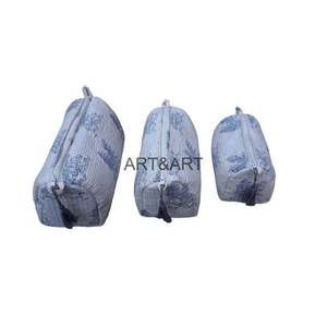 Juego de Bolsas de Maquillaje Grandes, Ecológicas, Acolchadas de Algodón con Diseño de Borlas y Estampado, Suaves, Ligeras, con Cierre, Ideales para Viajar - Product Image 2