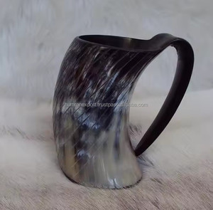 Chope en corne de Viking meilleure qualité tasse en corne de buffle fabriquée à la main Style animal peau blanche directement inde afrique du sud verres à bière - Product Image 2
