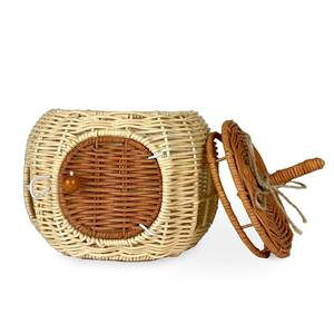 Casa de muñecas pequeña de ratán para niñas, casitas de juego con forma de calabaza natural, juguetes para niños pequeños. - Product Image 4