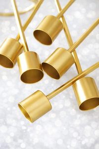 Set of 6 Gold Metal <b>Taper</b> <b>Candle</b> Holders Elegant Decorative Stands Home & Wedding Table Centerpiece At Wholesale Export Supply" - Product Image 4