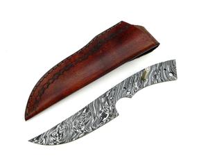 Couteau à lame fixe en acier à motifs, fait main, avec étui en cuir – Couteau de chasse extérieur personnalisé pour la vente en gros OEM - Product Image 4