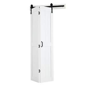 Puertas Corredizas Plegables Blancas de 36\" x 84\", Puerta de Granero Plegable, Kit de Herrajes con Marco en H, Diseño de MDF que Ahorra Espacio para Dormitorio o Sala de Estar - Product Image 1