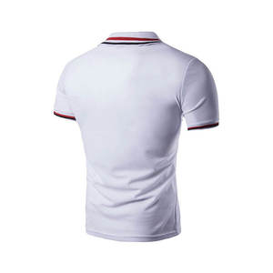 Polo de Manga Corta Blanco para Hombre con Bolsillo y Cuello a Rayas, Diseño Casual de Algodón Transpirable - Product Image 2