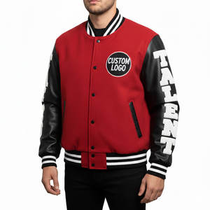 Chaquetas Varsity de Hombre Estilo Urbano con Bordado y Parches, Mangas Largas, de Cuero, Deportivas, Oversize, de Fábrica - Product Image 1