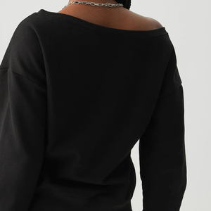 Sudadera Urbana Acogedora de Lujo para Mujer, Oversize, de un Solo Hombro, de Lana, con Lavado Ácido, Transpirable, Estilo Casual para Invierno y Otoño - Product Image 6