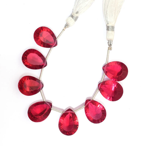 Perles en pierre naturelle de tourmaline rose AAA 12x16mm, forme poire, coupe concave, couleur rubellite, quartz hydro, pierres à facettes, perles lâches pour bijoux - Product Image 1